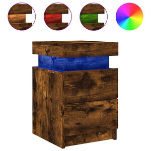 vidaXL Mesa de cabeceira com luzes LED 35x39x55 cm carvalho fumado