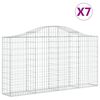 vidaXL Cestos gabi&atilde;o arqueados 7pcs 200x30x100/120cm ferro galvanizado