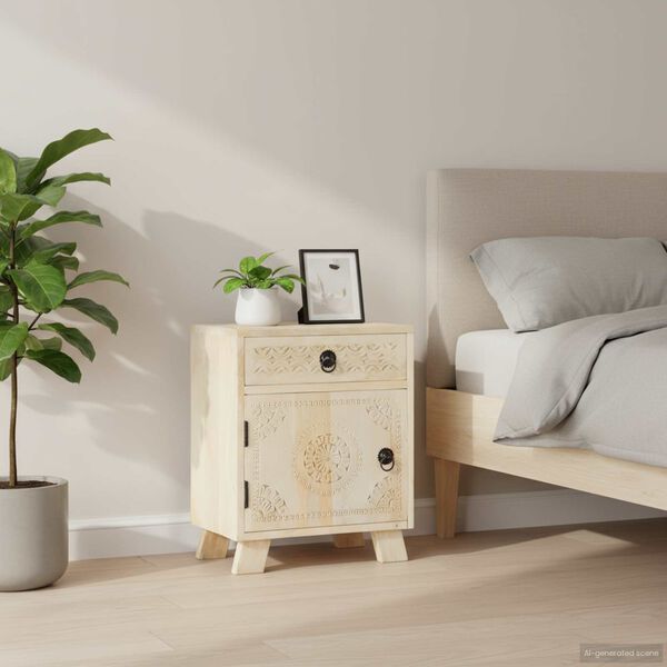 vidaXL Mesa de cabeceira 40x30x50 cm madeira de mangueira maci&ccedil;a