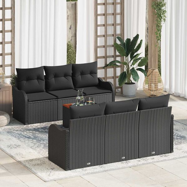 vidaXL Conjunto de Sofá de Jardim 7 pcs Preto