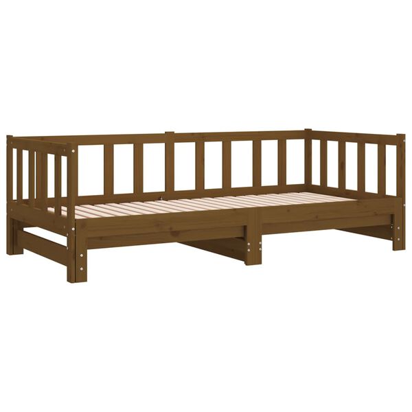 vidaXL Estrutura sofá-cama de puxar 2x(90x190)cm pinho maciço castanho