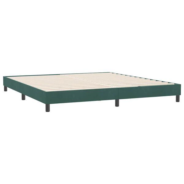 vidaXL Cama com molas sem colch&atilde;o 180x220 cm veludo verde-escuro
