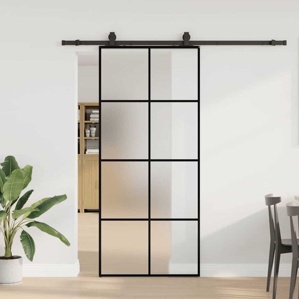 vidaXL Porta deslizante c/ conj. ferragens 90x205cm vidro ESG preto