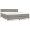 vidaXL Cama com molas/colch&atilde;o 160x200 cm veludo cinzento-claro