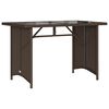vidaXL Mesa de jardim com tampo de vidro 110x68x70 cm vime PE castanho