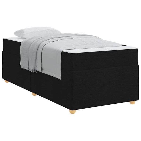 vidaXL Estrutura da Cama com colchão Preto 90 x 190 cm tecido