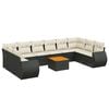 vidaXL 11 pcs conjunto sof&aacute;s de jardim c/ almofad&otilde;es vime PE preto
