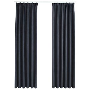 vidaXL Cortinas blackout com ganchos 2 pcs 140x175 cm antracite