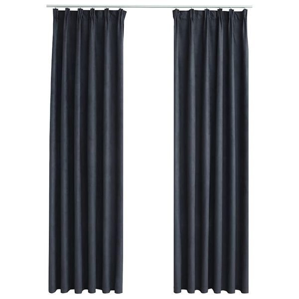vidaXL Cortinas blackout com ganchos 2 pcs 140x175 cm antracite