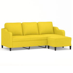 vidaXL Sof&aacute; de 3 lugares com apoio de p&eacute;s 180 cm tecido amarelo-claro