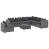 vidaXL 8 pcs conjunto lounge de jardim c/ almofad&otilde;es vime PE cinzento