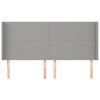 vidaXL Cabeceira cama c/ abas tecido 183x16x118/128 cm cinzento-claro