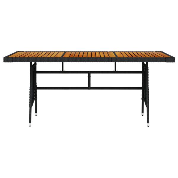 vidaXL Mesa de jardim 160x70x72 cm vime PE e acácia maciça preto