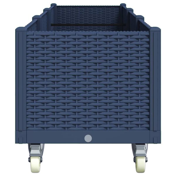 vidaXL Vaso/floreira de jardim c/ rodas 240x50x54 cm PP cinzento azul