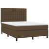 vidaXL Cama box spring c/ colch&atilde;o/LED 140x200cm tecido castanho-escuro