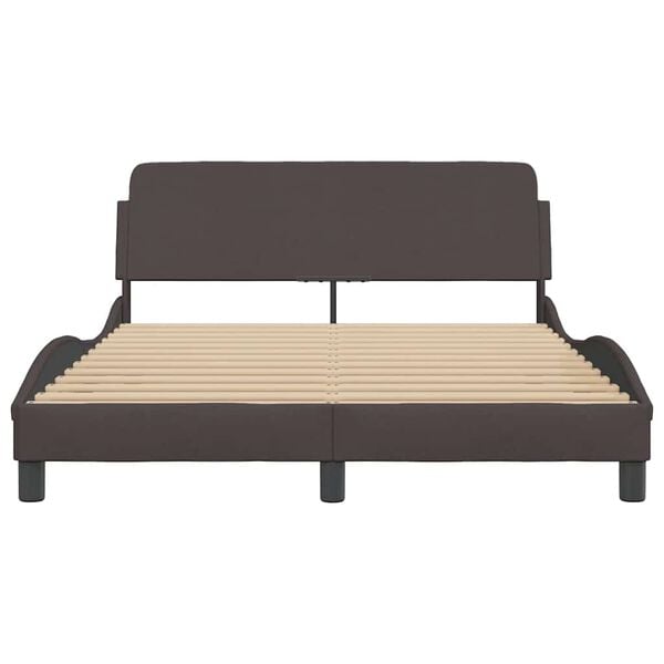 vidaXL Estrutura de cama Dover 140x200 cm tecido castanho-escuro