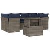 vidaXL Conjunto de sof&aacute; de jardim com 7 pe&ccedil;as e almofadas em rattan sint&eacute;tico cinza
