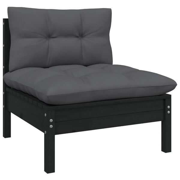 vidaXL 8 pcs conjunto lounge de jardim c/ almofad&otilde;es pinho preto