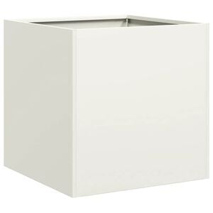 vidaXL Vaso/floreira 40x40x40 cm a&ccedil;o laminado a frio branco