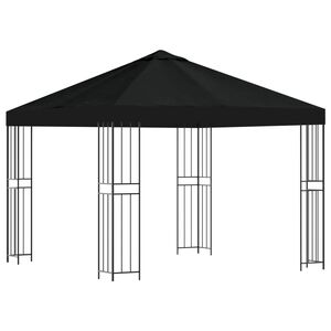 vidaXL Gazebo 3 x 3 m Preto Poli&eacute;ster e A&ccedil;o 190 gsm