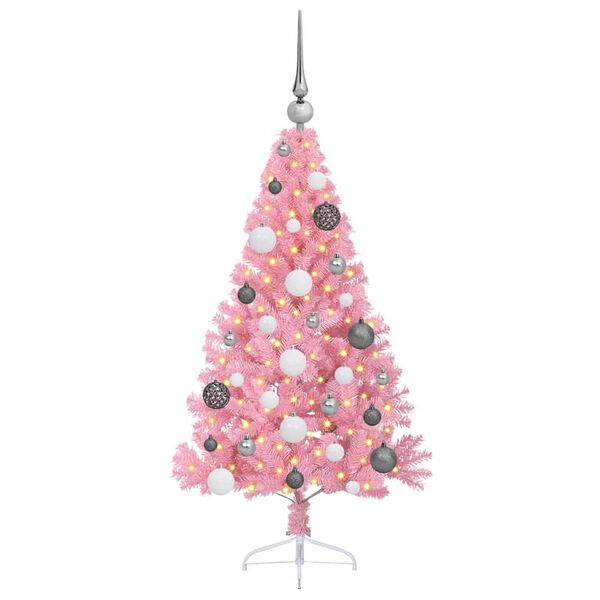 vidaXL Árvore de Natal Artificial Pré-iluminada Rosa 120 cm PVC