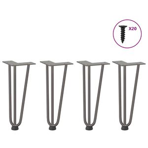 vidaXL Pernas de grampo para mesa de centro 4 pe&ccedil;as A&ccedil;o natural 30 cm A&ccedil;o maci&ccedil;o