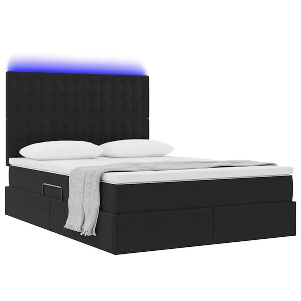 vidaXL Cama com arruma&ccedil;&atilde;o e LED com colch&atilde;o Preto 140 x 200 cm Veludo
