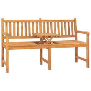 vidaXL Banco de jardim 3 lugares c/ mesa 150 cm madeira de teca maci&ccedil;a