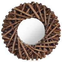 vidaXL Espelho de parede redondo 40 cm madeira de teca