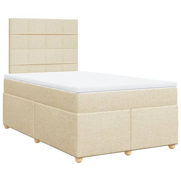vidaXL Cama com molas/colch&atilde;o 120x200 cm tecido cor creme