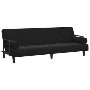 vidaXL Sof&aacute;-cama com apoio de bra&ccedil;os veludo preto