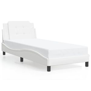 vidaXL Estrutura de cama sem colch&atilde;o Zadar couro artificial 80x200cm branco