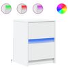 vidaXL Mesa de cabeceira com luzes LED derivados de madeira branco