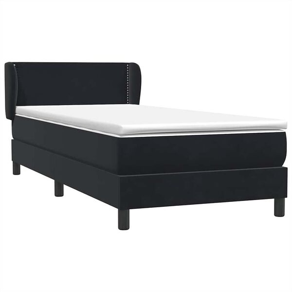 vidaXL Cama com molas/colch&atilde;o 90x220 cm veludo preto