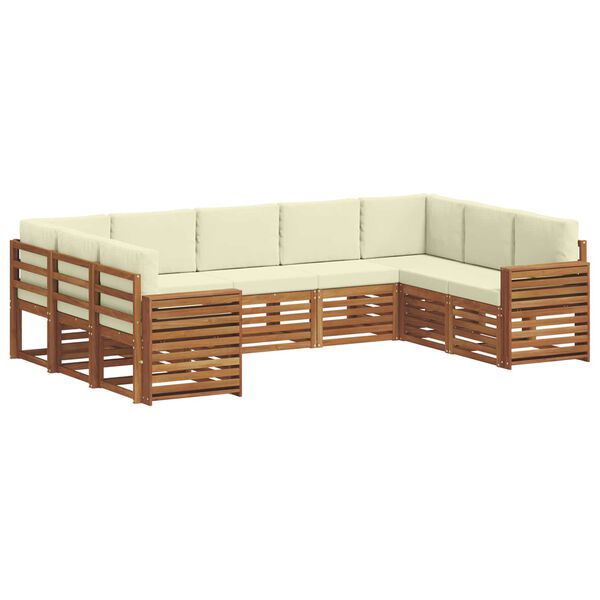 vidaXL Conjunto de Sof&aacute; Sectional com almofada 9 pcs Natural e Creme