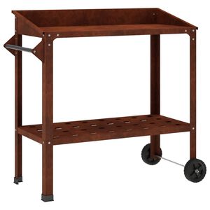 vidaXL Mesa de Transplante com Rodas Ferro Enferrujado 96 x 50 x 89 cm