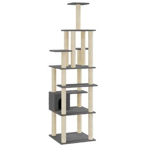 vidaXL &Aacute;rvore p/ gatos c/ postes arranhadores sisal 183cm cinza-escuro