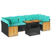 vidaXL 10 pcs conjunto sof&aacute;s jardim c/ almofad&otilde;es vime PE/ac&aacute;cia preto