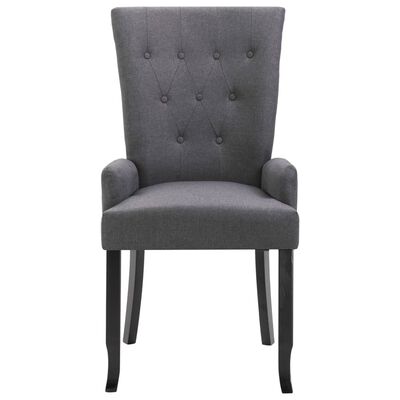 vidaXL Cadeiras jantar c/ apoio de braços 6 pcs tecido cinzento-escuro