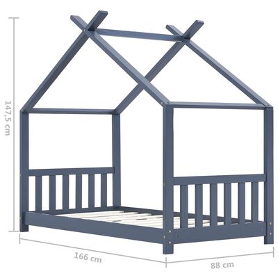 vidaXL Estrutura de cama para crianças 80x160 cm pinho maciço cinza
