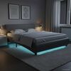 vidaXL Estrutura de cama c/ LED 120x200 cm couro artificial cinzento