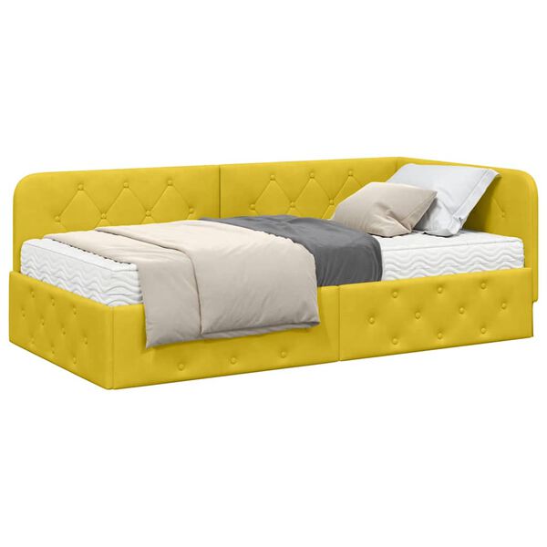 vidaXL Estrutura de Cama de Canto Amarelo 90 x 190 cm Veludo