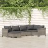 vidaXL 6 pcs conjunto lounge de jardim c/ almofadões vime PE cinzento