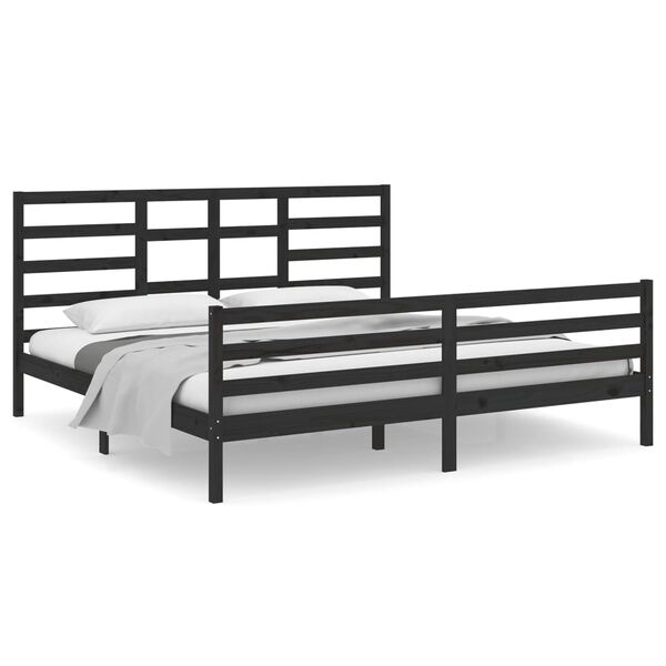 vidaXL Estrutura de cama 200x200 cm madeira maci&ccedil;a preto