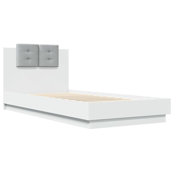 vidaXL Estrutura cama c/ cabeceira 100x200 cm derivados madeira branco