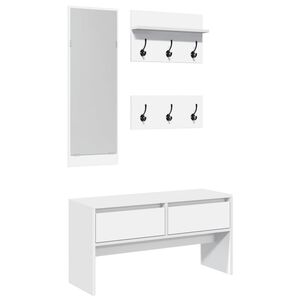 vidaXL 4 pcs conj. de m&oacute;veis de corredor derivados de madeira branco