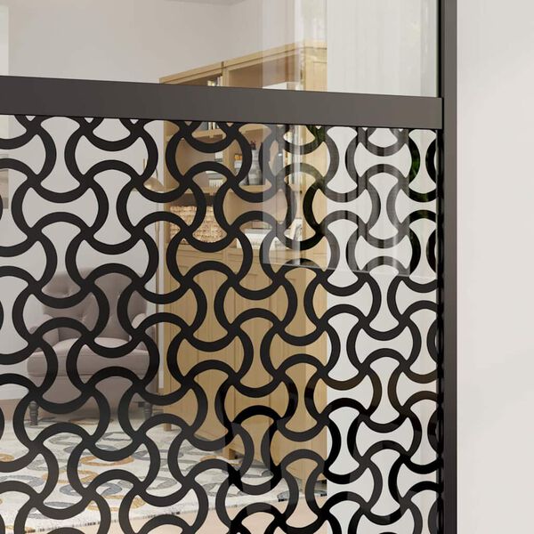 vidaXL Porta de vidro Fretwork Preto 90 x 2 x 205 cm Alum&iacute;nio