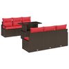 vidaXL Conjunto de Sof&aacute; de Jardim 7 unid. Castanho Rattan Sint&eacute;tico