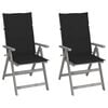 vidaXL Cadeiras jardim reclin&aacute;veis c/ almofad&otilde;es 2 pcs ac&aacute;cia maci&ccedil;a