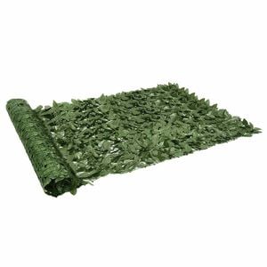 vidaXL Tela de privacidade p/ varanda c/ folhas 300x150cm verde-escuro